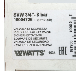 Предохранительный клапан вр 3/4 x 8 бар SVW 8 3/4 Watts 10004726(02.17.208) в Красноярске 6