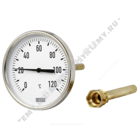 Термометр биметаллический осевой Дк63 L=40мм G1/2" 120C А5000 Wika 3901661 (36523008) в Красноярске 1